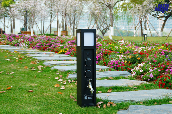 極亞智能庭院水電樁實(shí)拍，戶外防水防凍掃碼供水供電設(shè)備場景