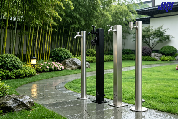 四川梵根筑景園林項目實景 戶外立柱水龍頭落地安裝場景